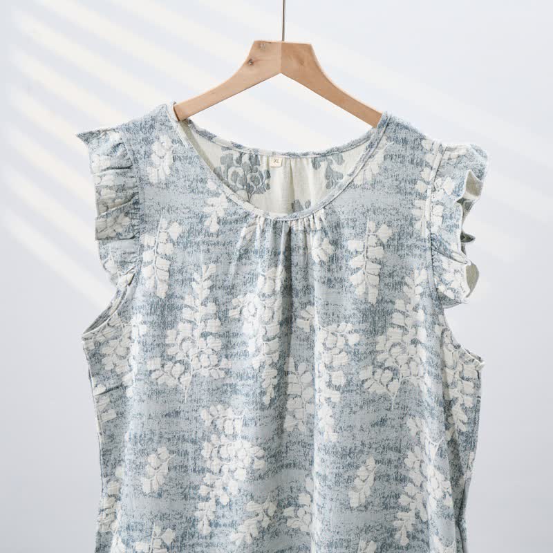 Ownkoti Elegant Botanical Pure Cotton Sleeveless Nightgown - image 4