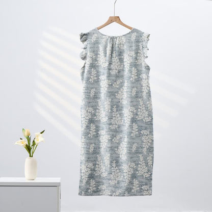 Ownkoti Elegant Botanical Pure Cotton Sleeveless Nightgown - image 3