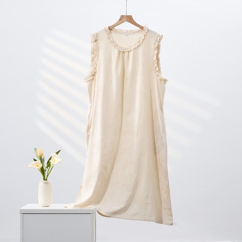 Ownkoti Minimalist Style Pure Cotton Sleeveless Nightgown - image 2