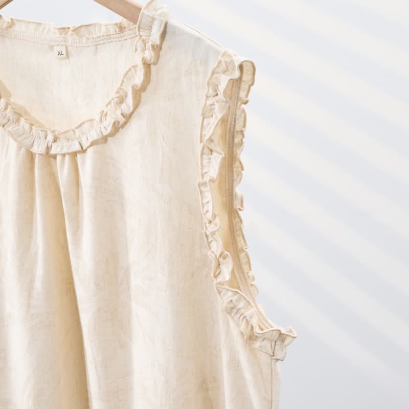 Ownkoti Minimalist Style Pure Cotton Sleeveless Nightgown - image 7