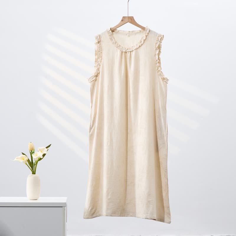Ownkoti Minimalist Style Pure Cotton Sleeveless Nightgown - image 1
