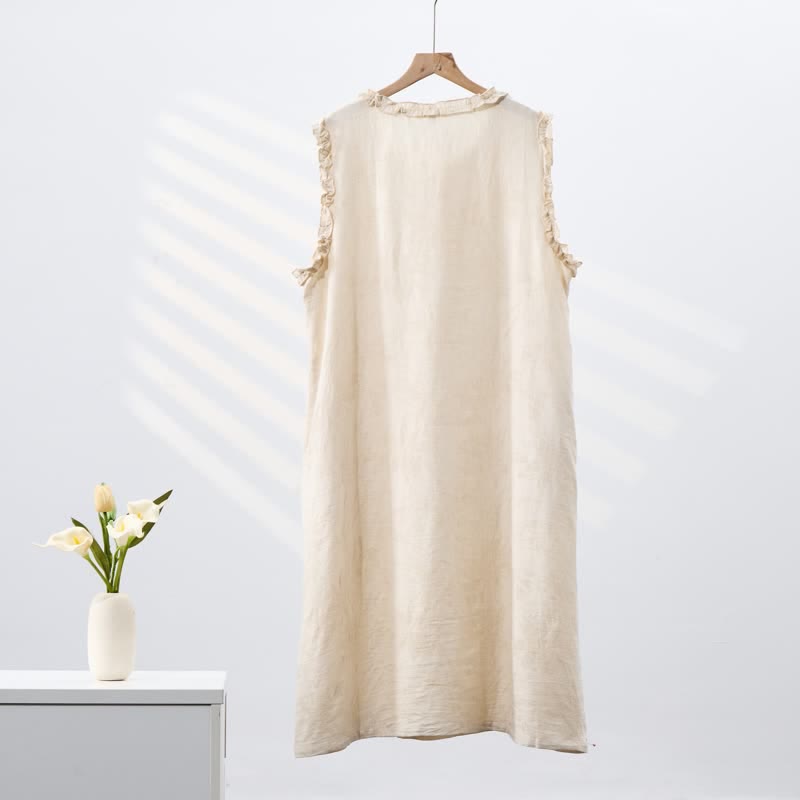 Ownkoti Minimalist Style Pure Cotton Sleeveless Nightgown - image 3