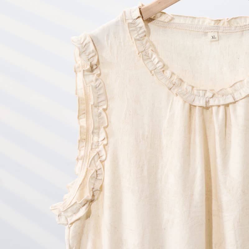 Ownkoti Minimalist Style Pure Cotton Sleeveless Nightgown - image 5
