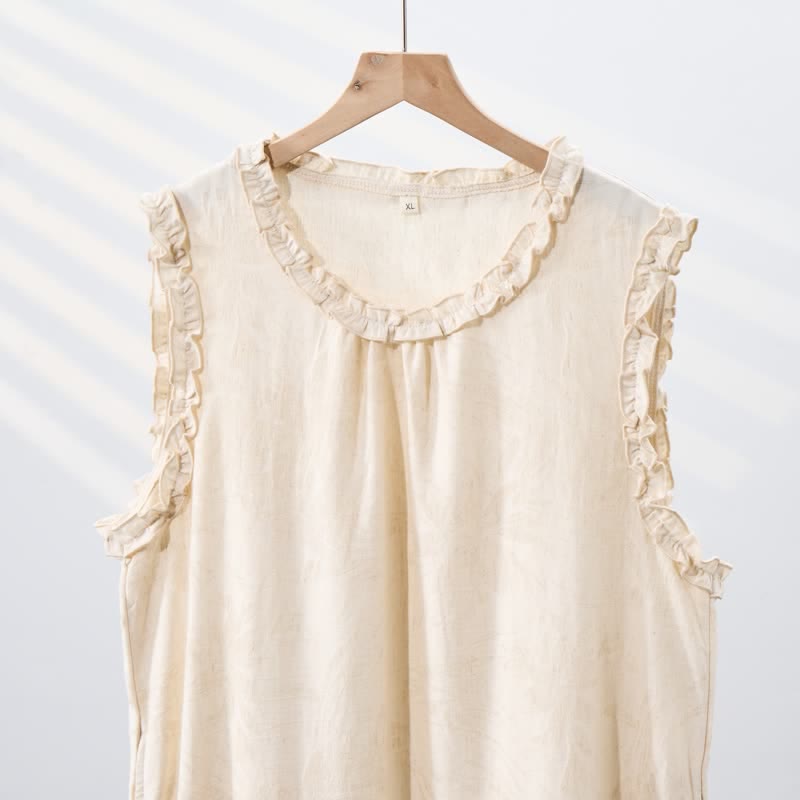 Ownkoti Minimalist Style Pure Cotton Sleeveless Nightgown - image 4