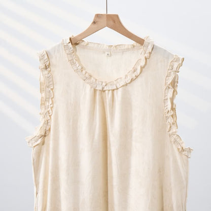 Ownkoti Minimalist Style Pure Cotton Sleeveless Nightgown - image 4