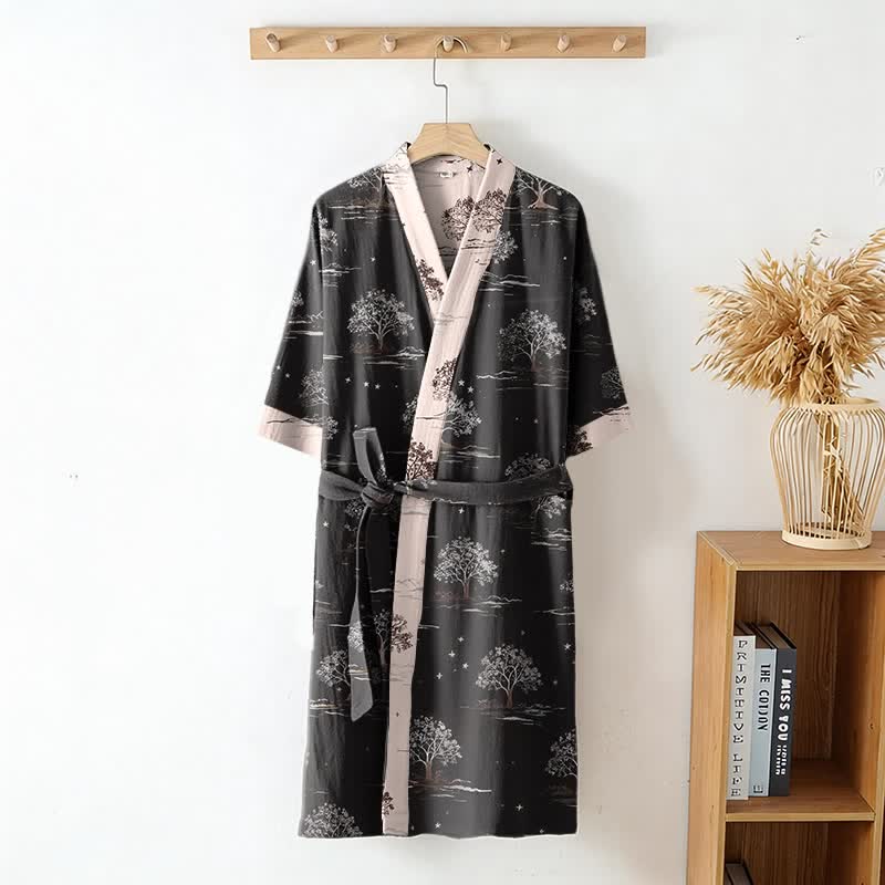 Ownkoti Unisex Charcoal Tree Cotton Kimono Robe - image 2