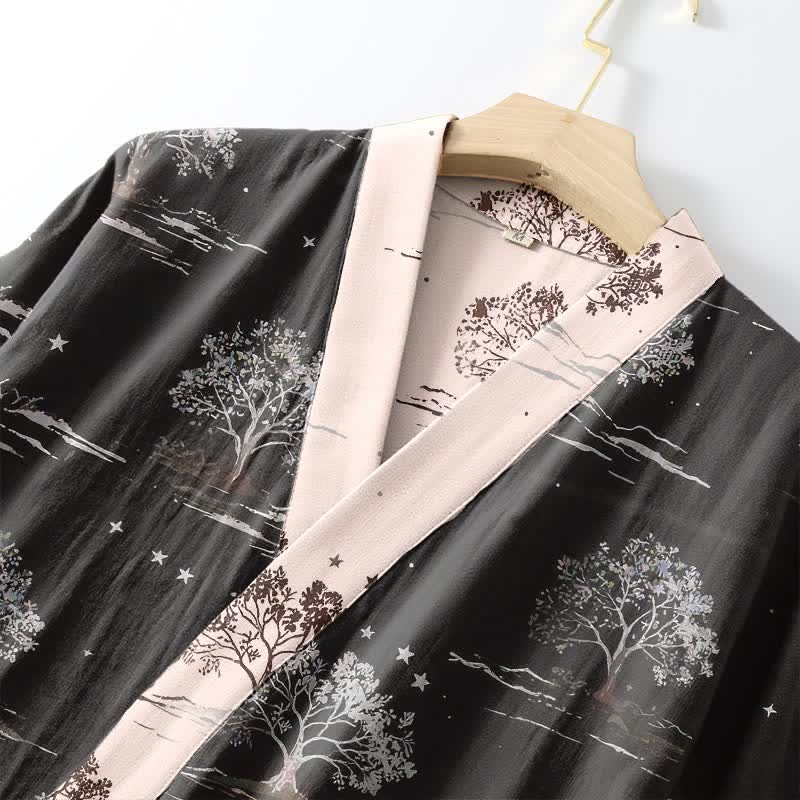 Ownkoti Unisex Charcoal Tree Cotton Kimono Robe - image 4