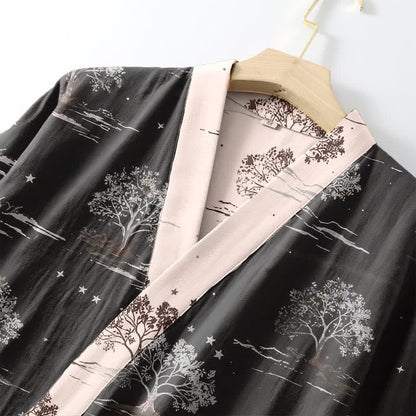 Ownkoti Unisex Charcoal Tree Cotton Kimono Robe - image 4