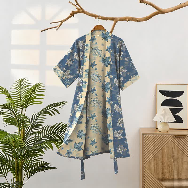 Ownkoti Unisex Maple Leaf Cotton Kimono Robe - image 1
