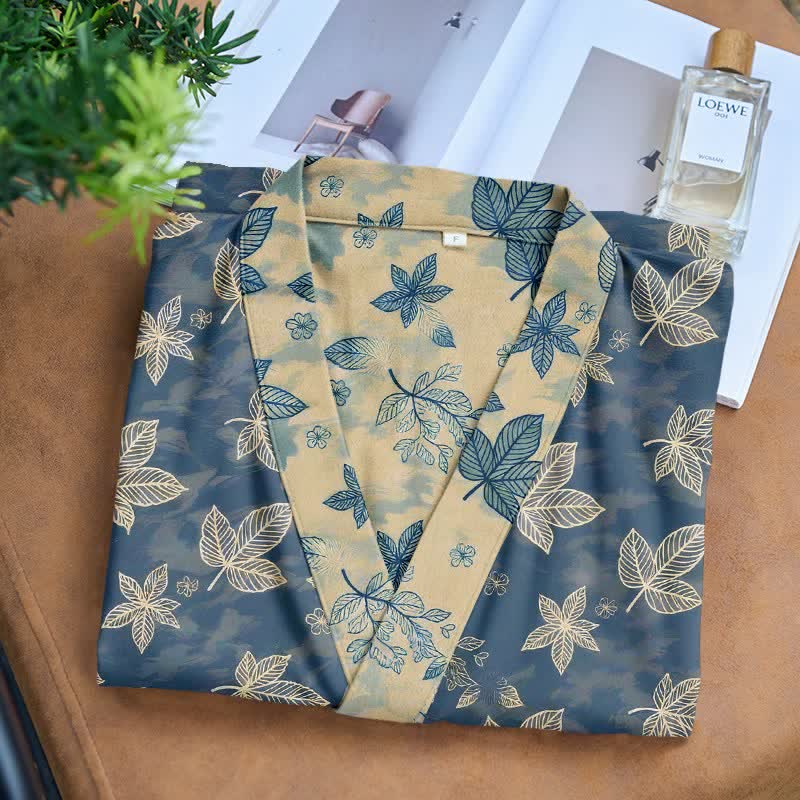 Ownkoti Unisex Maple Leaf Cotton Kimono Robe - image 3