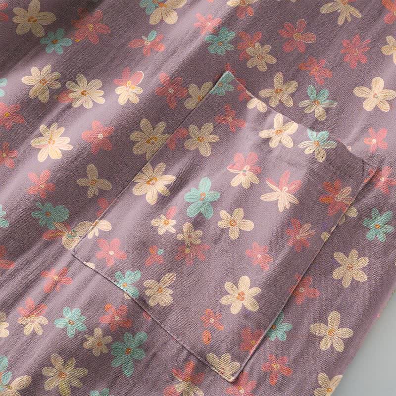 Ownkoti Purple Floral Cotton Gauze Kimono Robe - image 6