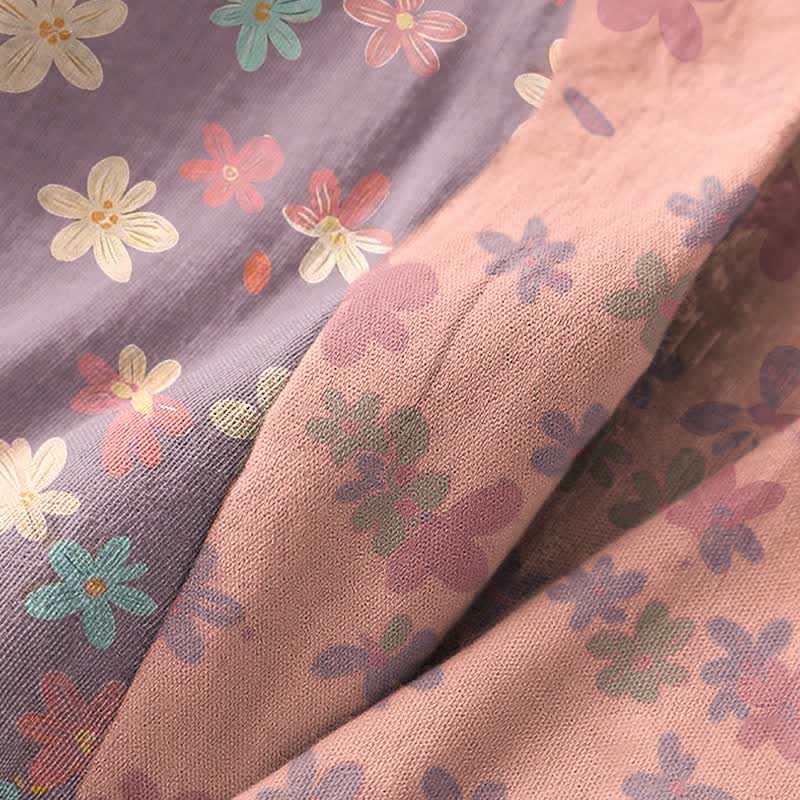 Ownkoti Purple Floral Cotton Gauze Kimono Robe - image 5