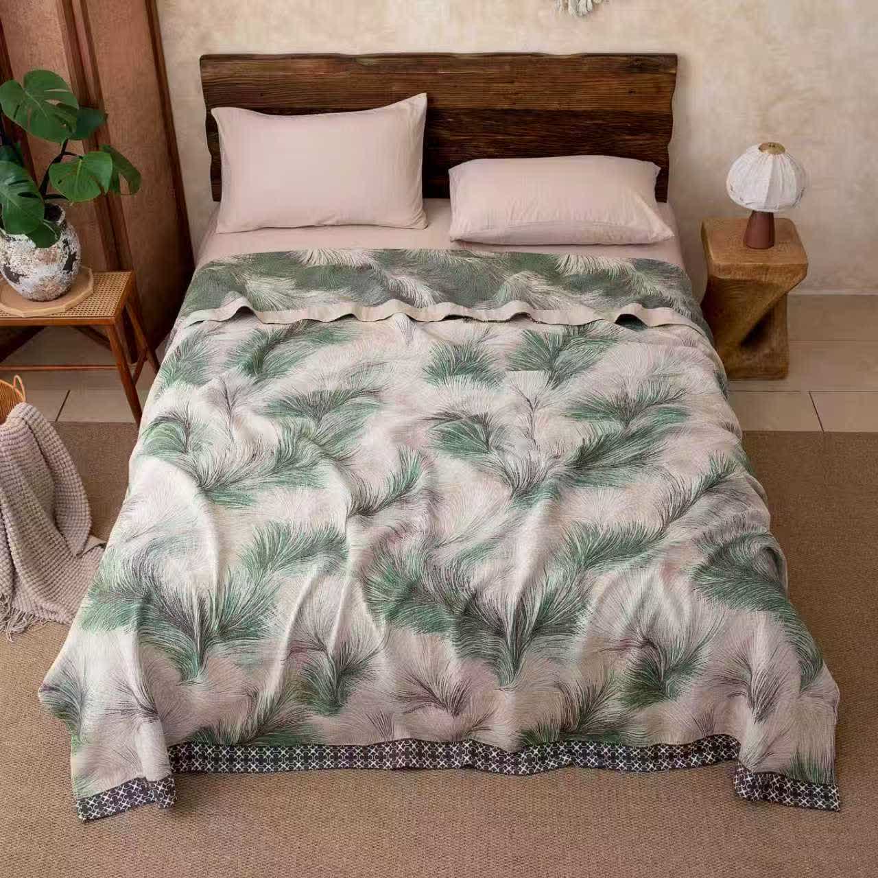 Ownkoti Rustic Botanical Cotton Gauze Blanket - 86"W x 94"L - image 0