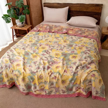 Ownkoti Artistic Sunflower Cotton Gauze Blanket - image 1
