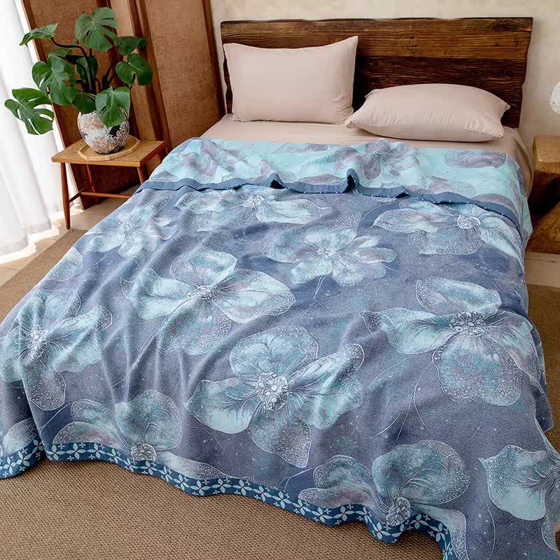 Ownkoti Country Blue Floral Cotton Gauze Blanket - image 1