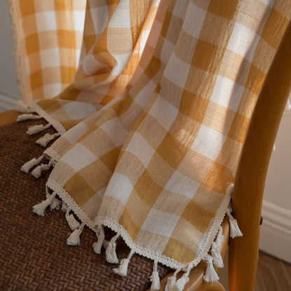 Ownkoti Country Style Grid Curtain with Tassels - image 17