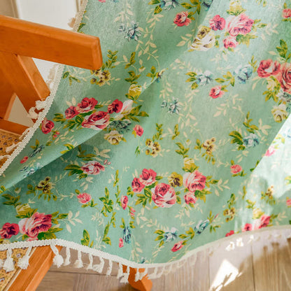 Ownkoti Rustic Green Rose Curtain with Tassel - image 8