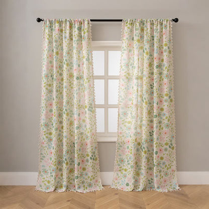 Ownkoti Daisy & Leaf Print Curtain With Tassel - image 2
