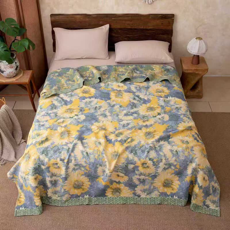Ownkoti Refresh Sunflower Cotton Gauze Blanket - 86"W x 94"L - image 0