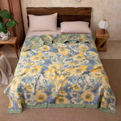 Ownkoti Refresh Sunflower Cotton Gauze Blanket - 86"W x 94"L - image 0
