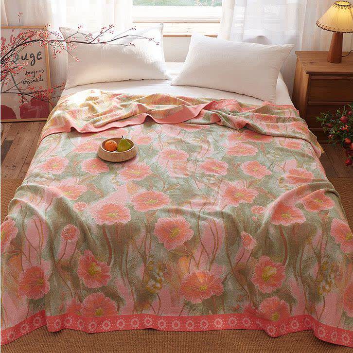 Ownkoti Watercolor Poppy Cotton Gauze Blanket - 86"W x 94"L - image 0