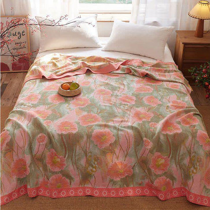 Ownkoti Watercolor Poppy Cotton Gauze Blanket - 86"W x 94"L - image 0