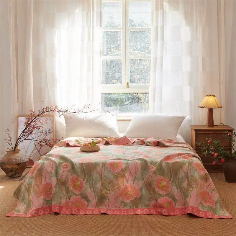 Ownkoti Watercolor Poppy Cotton Gauze Blanket - image 2