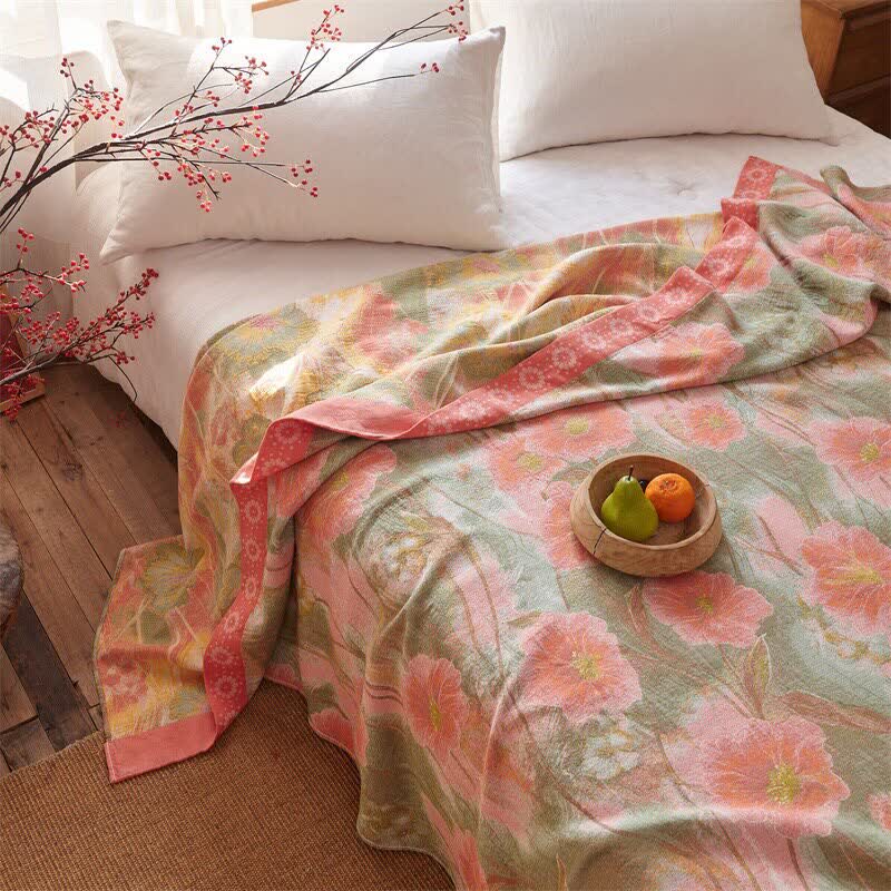Ownkoti Watercolor Poppy Cotton Gauze Blanket - image 3