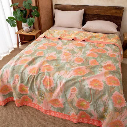 Ownkoti Watercolor Poppy Cotton Gauze Blanket - image 1