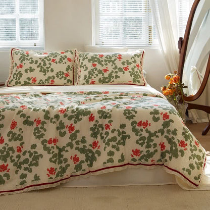 Ownkoti Floral & Leaf Ruffled Cotton Gauze Quilt - image 2