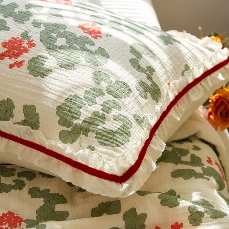Ownkoti Floral & Leaf Ruffled Cotton Gauze Quilt - image 8