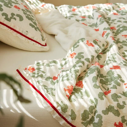 Ownkoti Floral & Leaf Ruffled Cotton Gauze Quilt - image 7