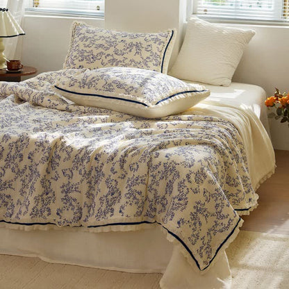 Ownkoti Blue Leaf Ruffled Cotton Gauze Quilt - image 2