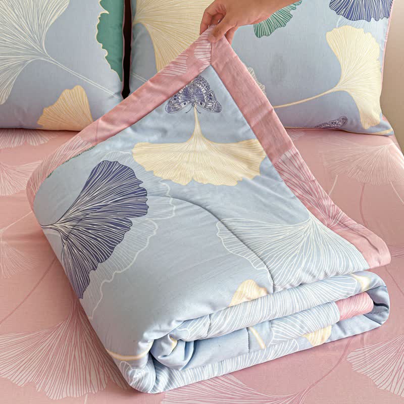 Ownkoti Ginkgo Leaf Print Pure Cotton Quilt - image 1