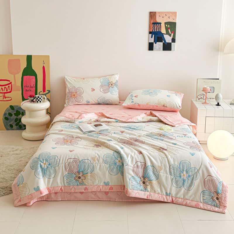 Ownkoti Line Art Floral Print Cotton Quilt - image 2