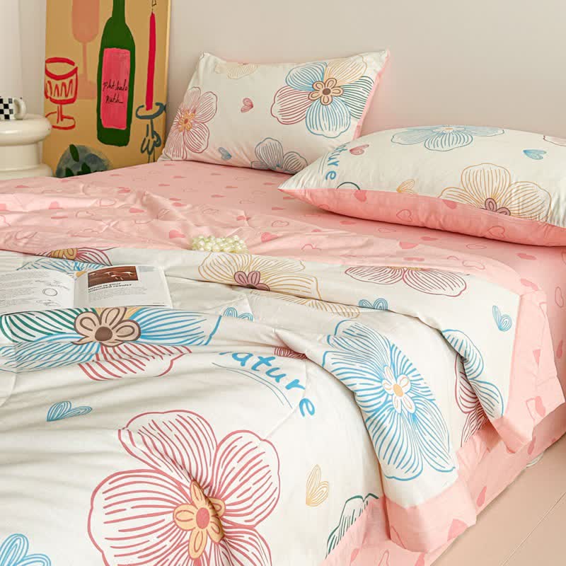 Ownkoti Line Art Floral Print Cotton Quilt - image 4