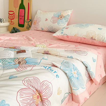 Ownkoti Line Art Floral Print Cotton Quilt - image 4