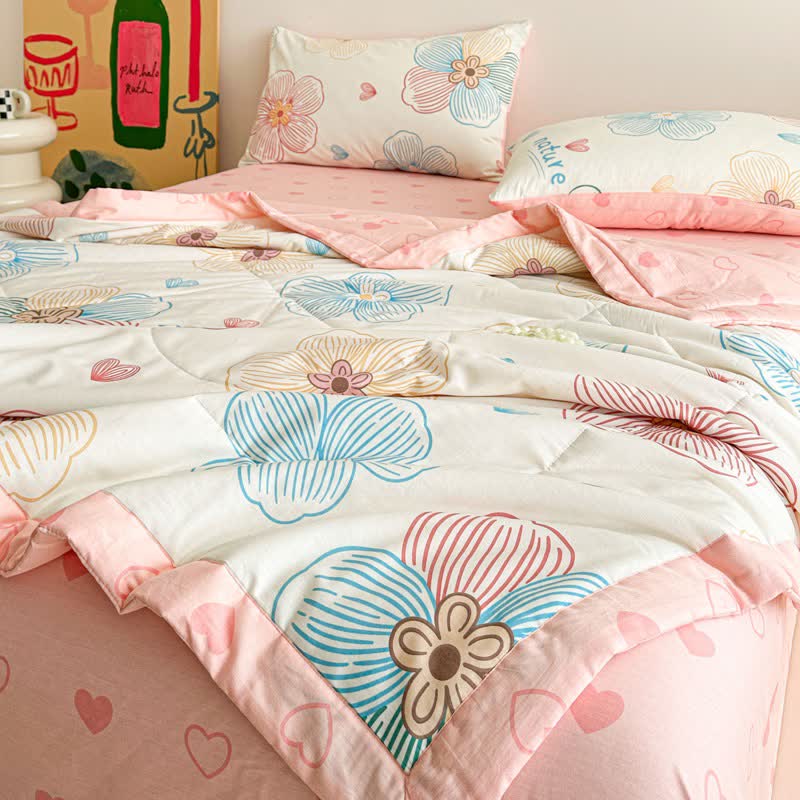 Ownkoti Line Art Floral Print Cotton Quilt - image 6