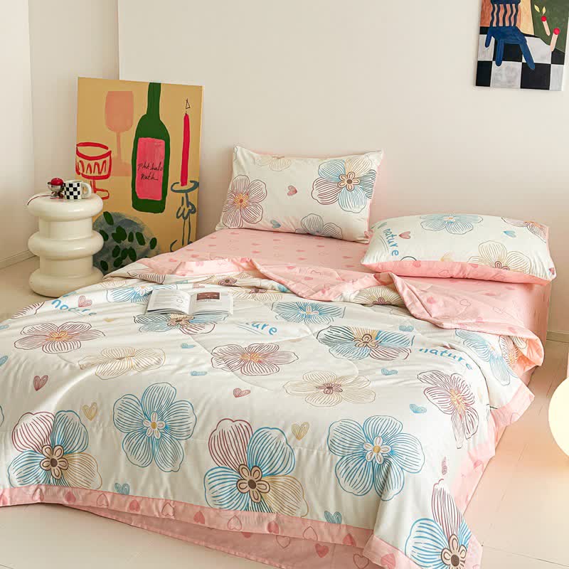 Ownkoti Line Art Floral Print Cotton Quilt - image 3
