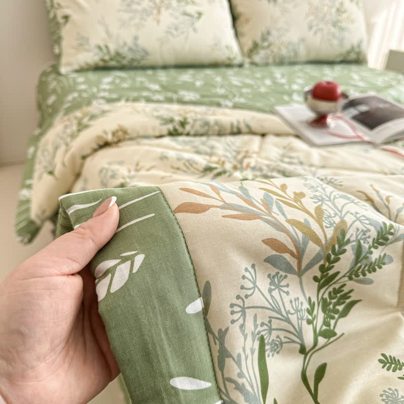 Ownkoti Botanical Leaf Print Pure Cotton Quilt - image 5