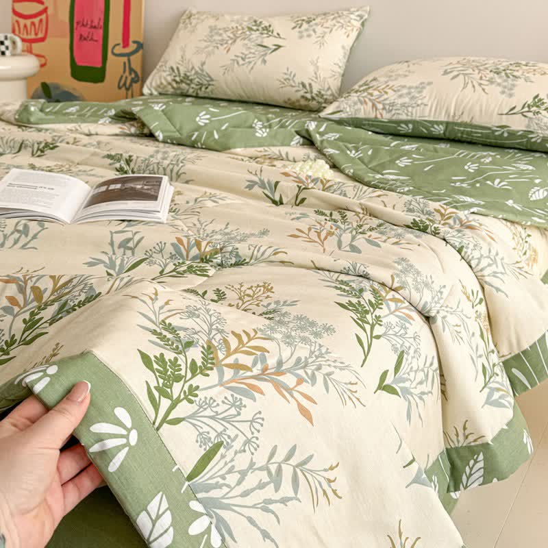 Ownkoti Botanical Leaf Print Pure Cotton Quilt - image 4