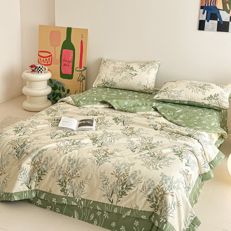 Ownkoti Botanical Leaf Print Pure Cotton Quilt - image 3