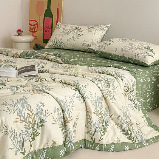 Ownkoti Botanical Leaf Print Pure Cotton Quilt - Bedding Set - King - image 0