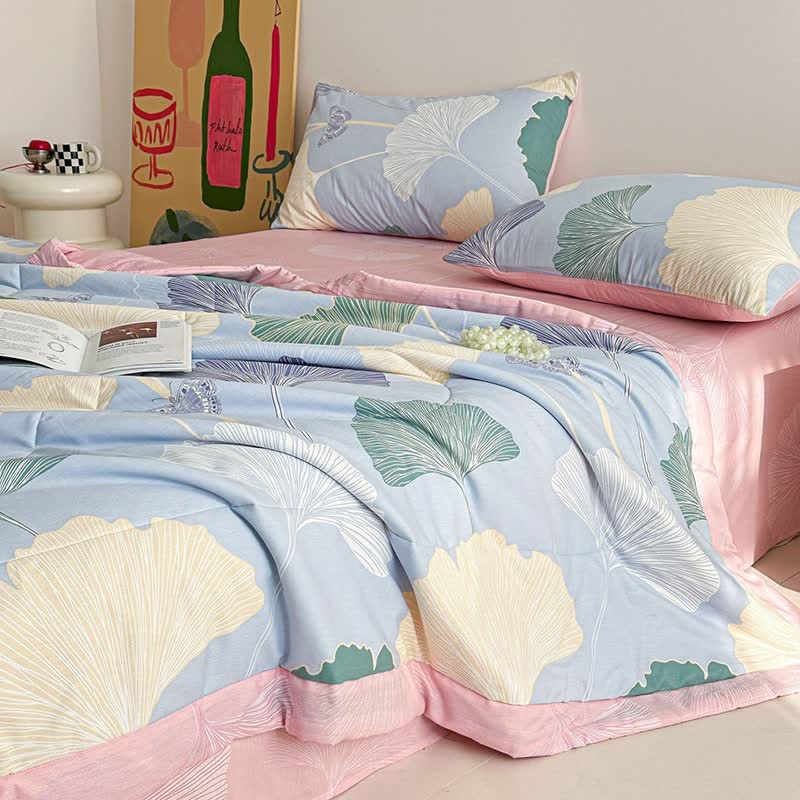 Ownkoti Ginkgo Leaf Print Pure Cotton Quilt - Bedding Set - King - image 0