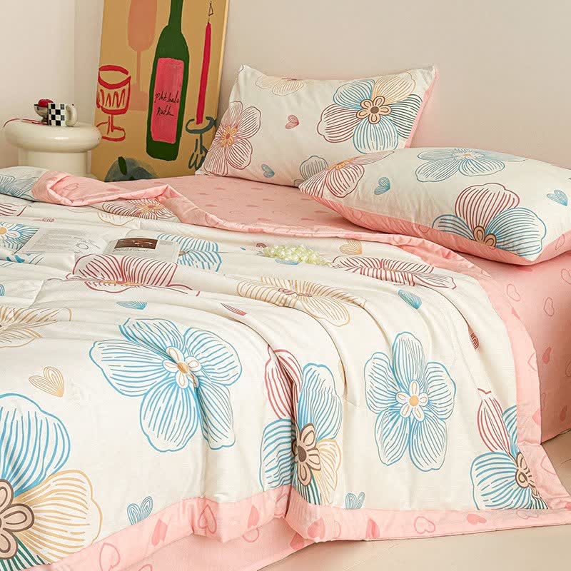 Ownkoti Line Art Floral Print Cotton Quilt - Bedding Set - King - image 0