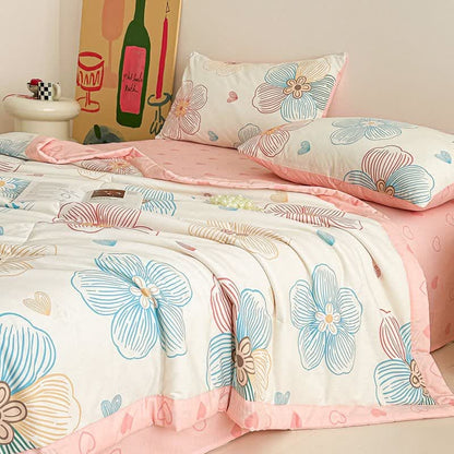 Ownkoti Line Art Floral Print Cotton Quilt - Bedding Set - King - image 0