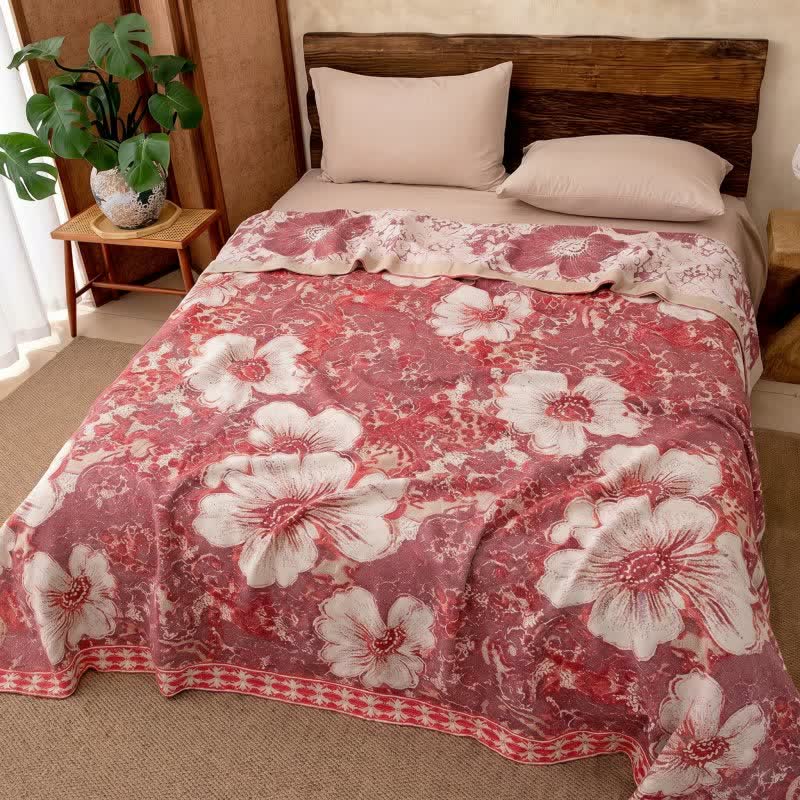 Ownkoti Country Style Hibiscus Cotton Gauze Blanket - image 1