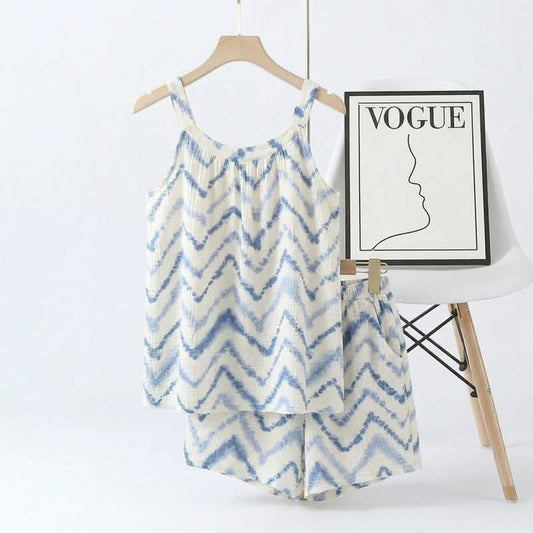 Ownkoti Tie-Dye Chevron Cami & Shorts Pajama Set - Blue - 2XL - image 0