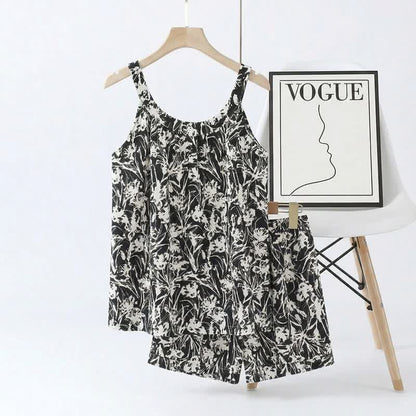 Ownkoti Abstract Art Cami & Shorts Pajama Set - Black - 2XL - image 0