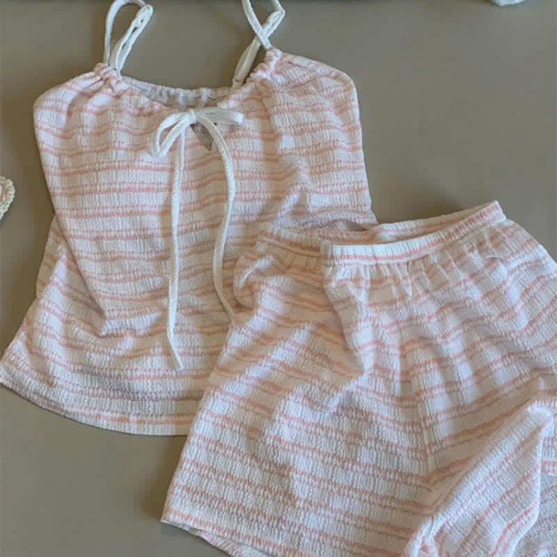 Ownkoti Bow Front Stripe Cami & Shorts Pajama Set - image 4